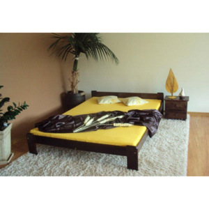 BABET tömörfa ágy + hab matrac 10 cm + ágyrács, 140x200 cm, dió-lakk