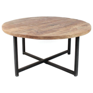 Dex fekete dohányzóasztal mangófa asztallappal, Ø 60 cm - LABEL51