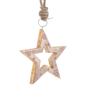 Anna csillag formájú fából készült felfüggeszthető karácsonyi dekoráció - InArt