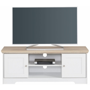 Annie fehér TV asztal tölgyfa színű lappal, 120 x 45 cm - Støraa