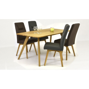 Golem asztal és minőségi Tina székek - 8 darab / Barna bőr / 180 x 90 cm