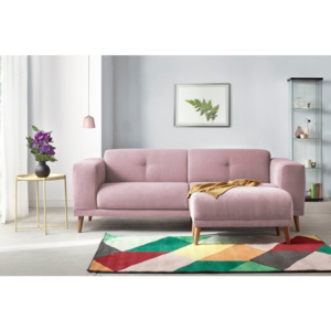 Luna rózsaszín háromszemélyes kanapé lábtartóval - Bobochic Paris