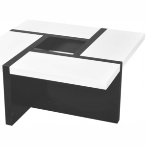 Magasfényű fekete/fehér MDF dohányzóasztal