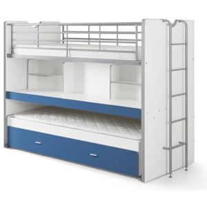 Bonny fehér-kék emeletes ágy polcokkal, 220 x 100 cm - Vipack
