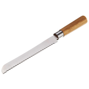 Rozsdamentes acél és bambusz kenyérszeletelő kés, hossza 32,5 cm - Unimasa
