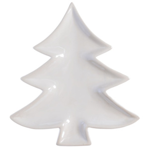 Christmas Tree fehér kerámia tányér, hossz 19,5 cm - Ewax