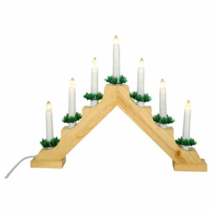 Karácsonyi dísz - Hagyományos fa gyertyatartó - 7 LED dióda, meleg fehér
