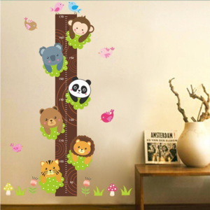 Panda és barátai, magasságmérő babaszoba dekor