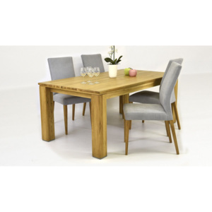 Szürke szék és fa asztal - 8 darab / 160 x 90 cm