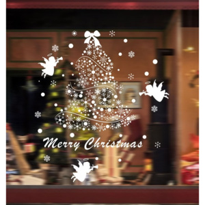 Karácsonyfa hópelyhekből, üvegdekor ablakra, kirakatra