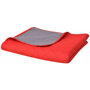 170x210 cm kétoldalas steppelt ágytakaró vörös és szürke
