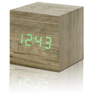 Cube Click Clock világosbarna ébresztőóra, zöld LED kijelző - Gingko