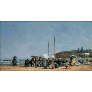 The Beach at Trouville Festmény reprodukció, Boudin, (100 x 50 cm)