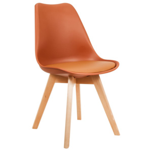 Modern műanyag szék üléspárnával, bükk - konyak - CARDIFF