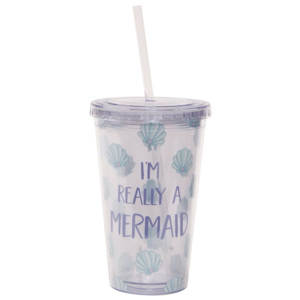 Mermaid pohár, tetővel és szívószállal - Sass & Belle