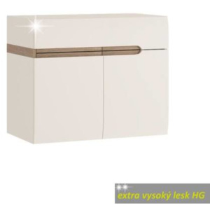 Szekrény kerámia mosdóval, fehér, extra magas fényű, LYNATET 150 típus