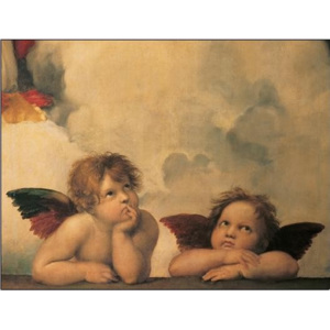Raphael Sanzio - Sistine Madonna, detail - Cherubs, Angels 1512 Festmény reprodukció, Raffaello, (50 x 35 cm)