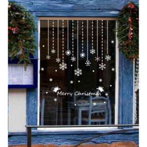 Függő hópelyhek, karácsonyi üvegdekor ablakra, kirakatra