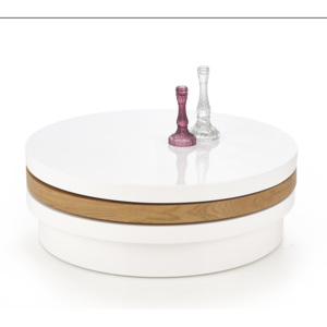 Fehér kerek dohányzóasztal, forgatható - FACILE