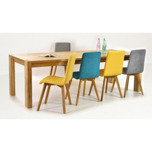 10 személyes étkezőasztal tömör tölgyfából + székek , Zlatko 240 x 100 cm - Sárga / 4 darab