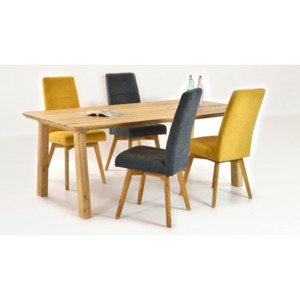 Sárga és szürke székek asztallal Tina - 160 x 90 cm / 8 darab / kombináció