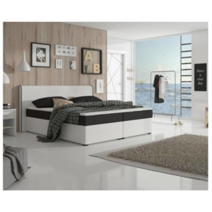 Kényelmes ágy, fekete szövet / fehér textilbőr, NOVARA MEGAKOMFORT VISCO
