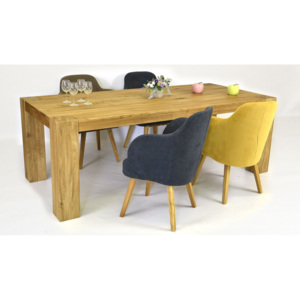 Tömörfa asztal és kényelmes fotelek - 8 darab / Sárga