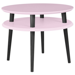 UFO világos rózsaszín kávézó asztal fekete lábakkal, Ø 57 cm - Ragaba