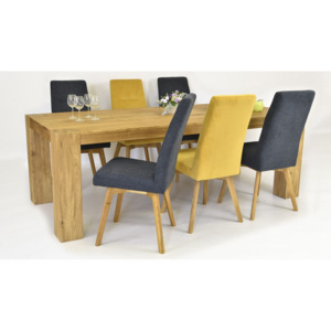 Nyolc személyes étkezőasztal székekkel - 4 darab / Sárga / 220 x 100 cm