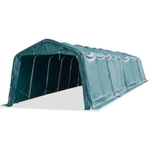 Sötétzöld, hordozható, PVC állattartó sátor 3,3 x 12,8 m
