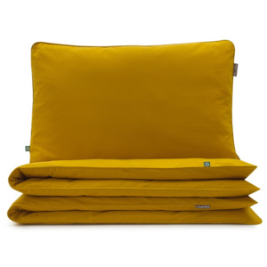 Mustársárga gyerek pamut ágyneműhuzat garnitúra, egyszemélyes ágyhoz, 100 x 135 cm - Mumla