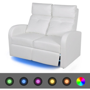 LED 2 személyes műbőr dönthető támlájú fotel fehér
