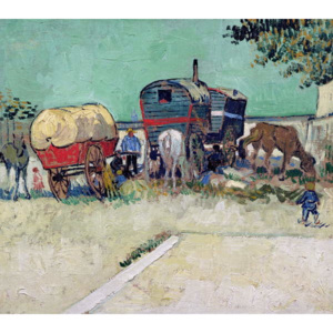 The Caravans, Gypsy Encampment near Arles, 1888 Festmény reprodukció, Vincent van Gogh