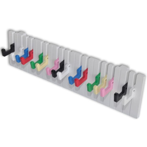 Zongora klaviatúrát mintázó fali kabátfogas 16 db színes akasztóval
