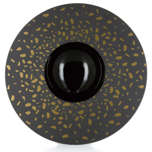 REVOL Sphère tányér, fekete, aranyszínű díszítéssel