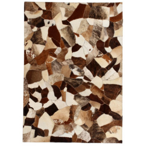 Barna/fehér, foltvarrott, valódi bőr szőnyeg 80 x 150 cm