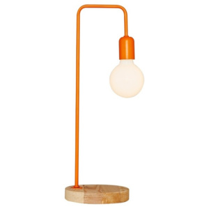 Valetta narancssárga asztali lámpa fa alappal