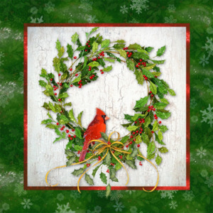 Holly & Cardinal 10 db-os papírszalvéta szett karácsonyi motívummal - PPD