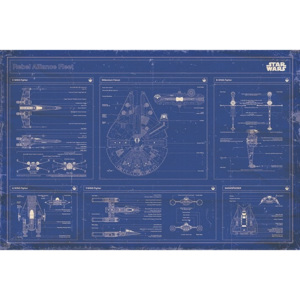 Star Wars - Rebel Alliance Fleet Blueprint Plakát, (91,5 x 61 cm)