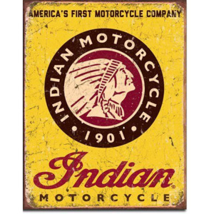 Fémplakát - Indian Motorcycle (sárga logó)