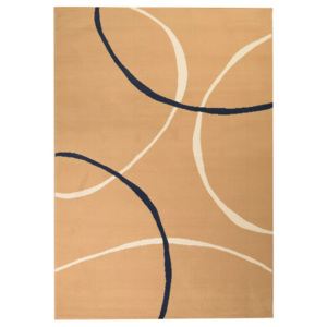 Barna modern szőnyeg kör mintával 80 x 150 cm