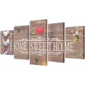 Nyomtatott vászon falikép szett "Home Sweet Home" dizájn 200 x 100 cm