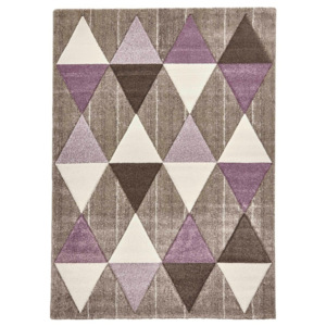 Brooklyn Triangles bézs-lila szőnyeg, 120 x 170 cm - Think Rugs