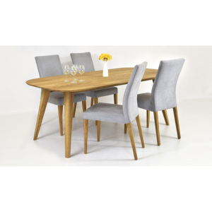 Tölgyfa asztal és modern étkezőszékek - 200 x 100 cm / 4 darab