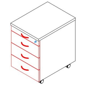 85-1C/3F-FÉ fémfiókos konténer (Ceruzatartós, 3 fiókos asztal)