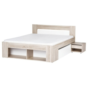 Milo tölgyfamintás ágy két éjjeliszekrénnyel, 140 cm - Szynaka Meble