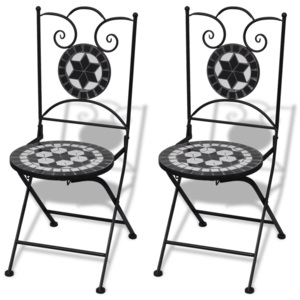 2 db-os fekete / fehér mozaik bisztró szék szett