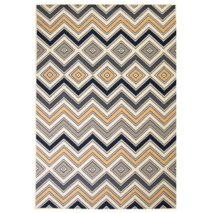 Barna/fekete/kék modern szőnyeg cikcakk mintával 160 x 230 cm
