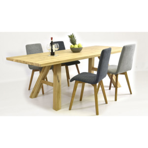 Tömörfa asztal és székek, tölgy - 4 darab / kombináció