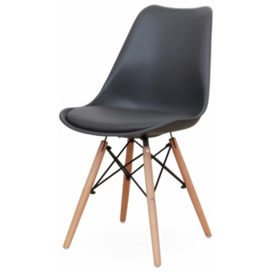 Modern párnás műanyag szék, sötétszürke - FJORD